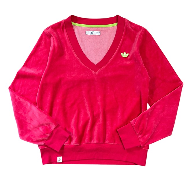 adidas Vネック ベロアスウェット