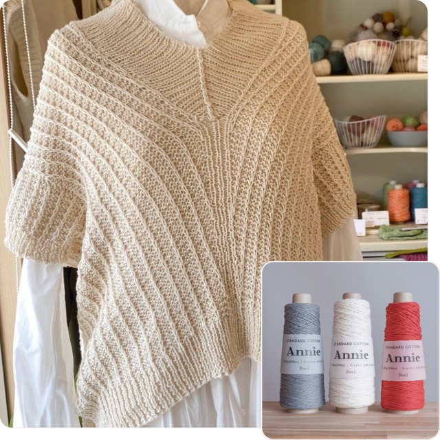 Annieで編むサンスベリアのプルオーバー｜kolmio nelio さんコラボキット