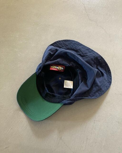 ネイビー：00s ADAMS アダムス ビル&ネック サンブロック キャップ