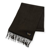 Brooks Brothers ブルックスブラザーズ ピュア カシミヤ100% フリンジ マフラー /スコットランド製/ダークカーキブラウン系