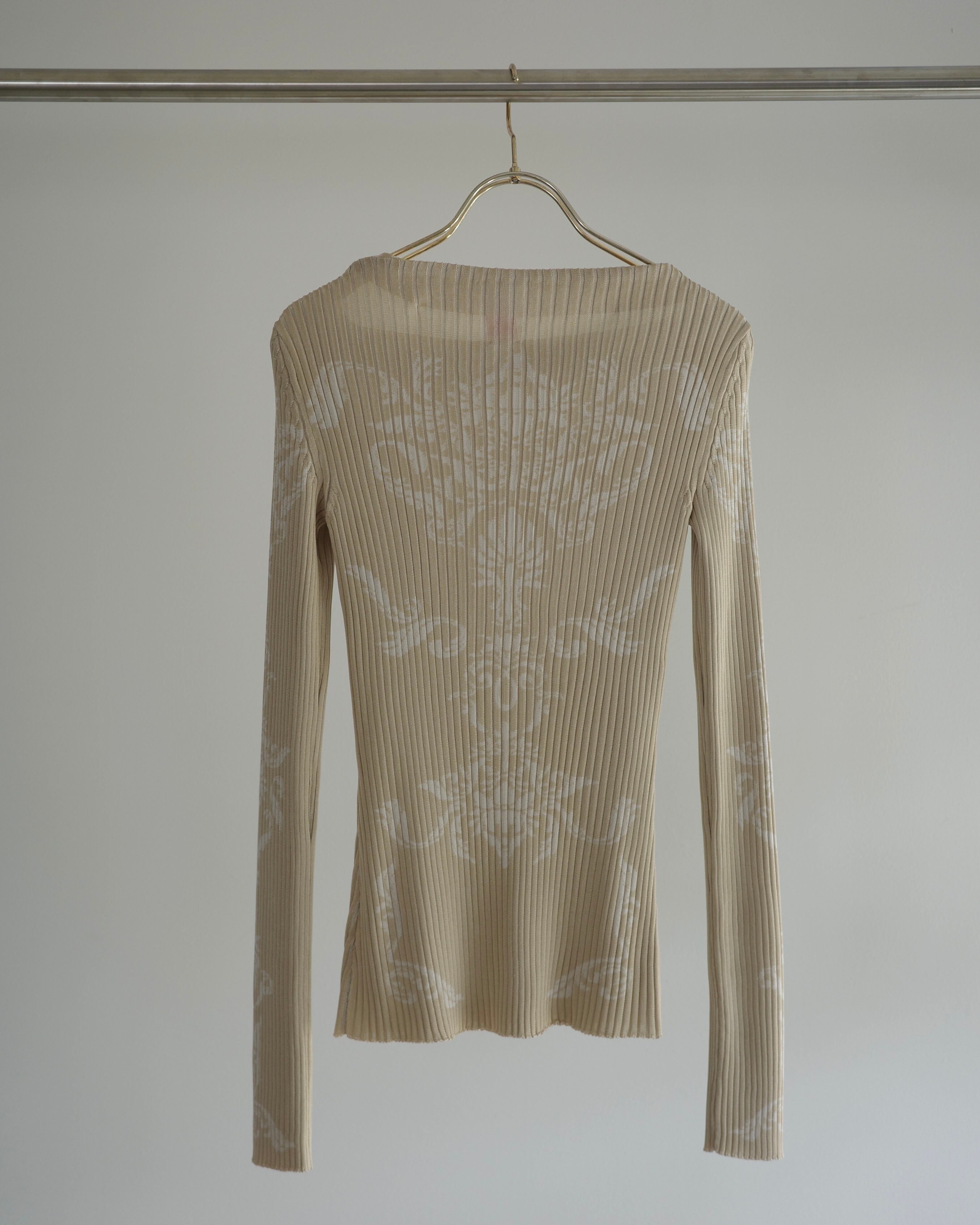 FETICO / DAMASK PATTERN RIB KNIT TOP | LA VILLA ROUGE