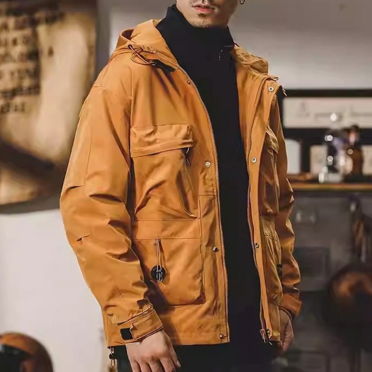 Utility Pocket Hooded Drop Shoulder Jacket ◇3color H0524