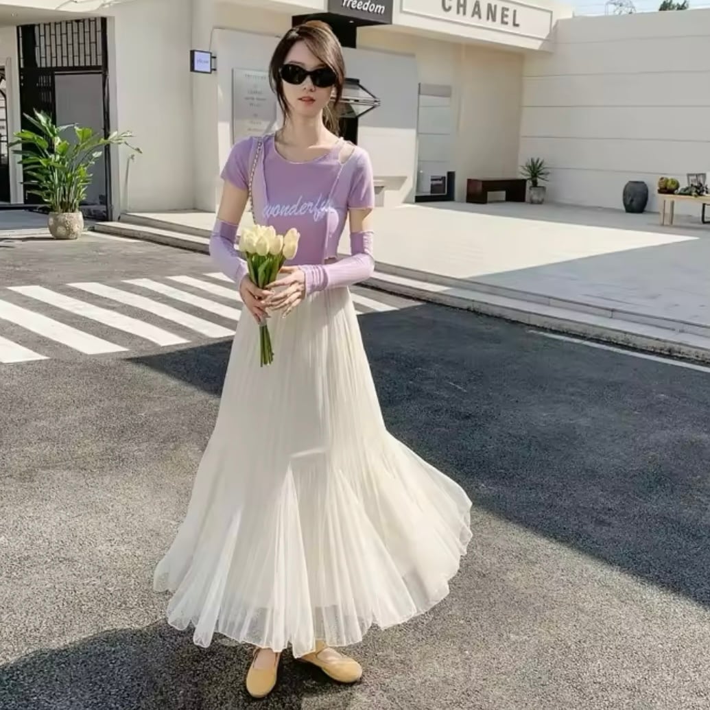 シフォンプリーツマーメイドスカート