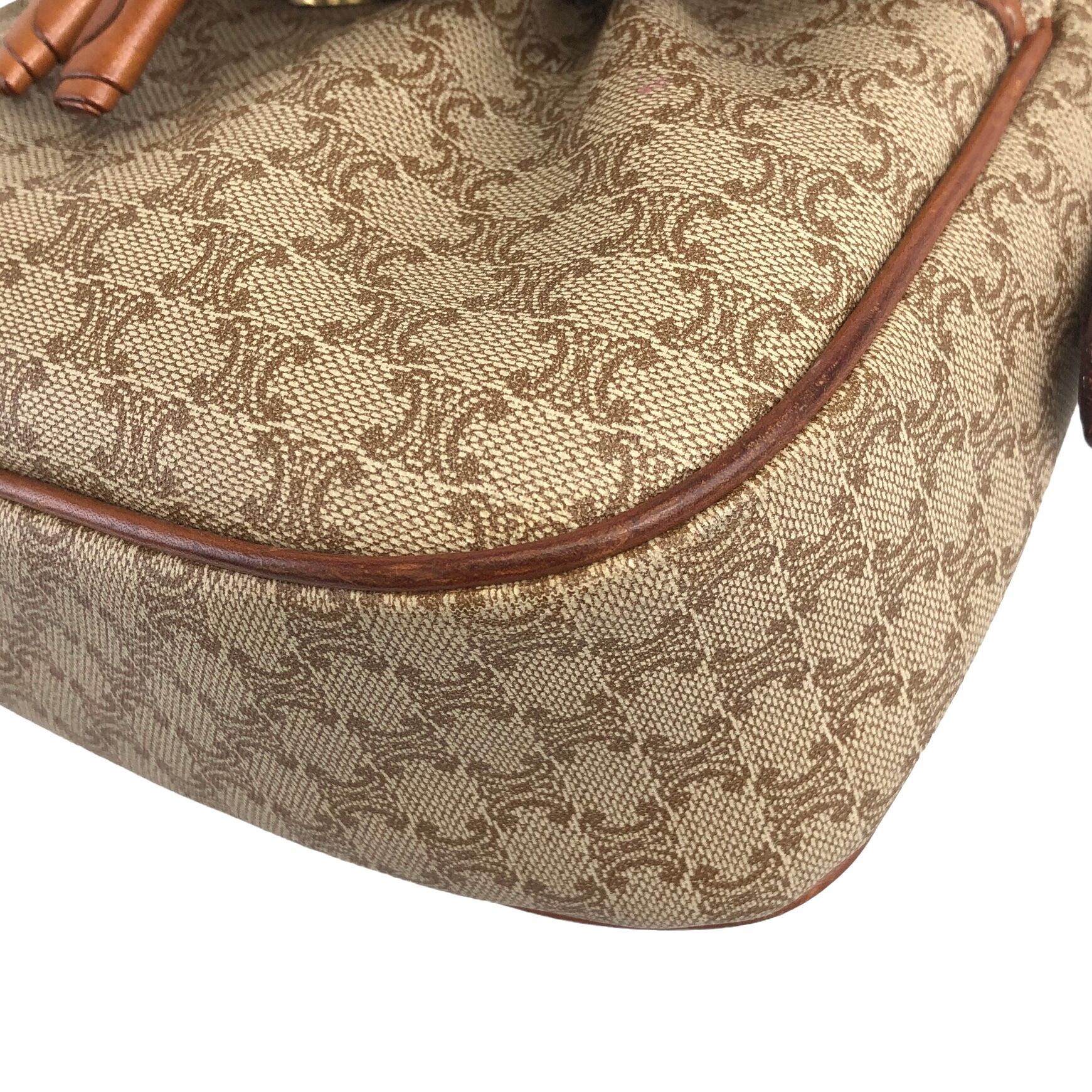 CELINE セリーヌ マカダム ショルダーバッグ ベージュ タッセル PVC