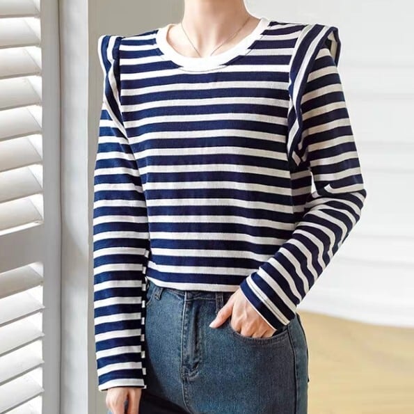 ボーダー フリル カットソー L1107