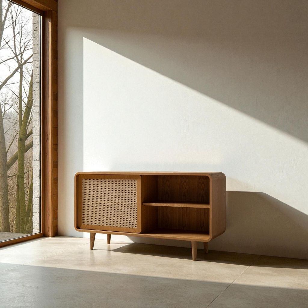 Rattan Cabinet Slide Door Natural / ラタンキャビネット 引き戸仕様