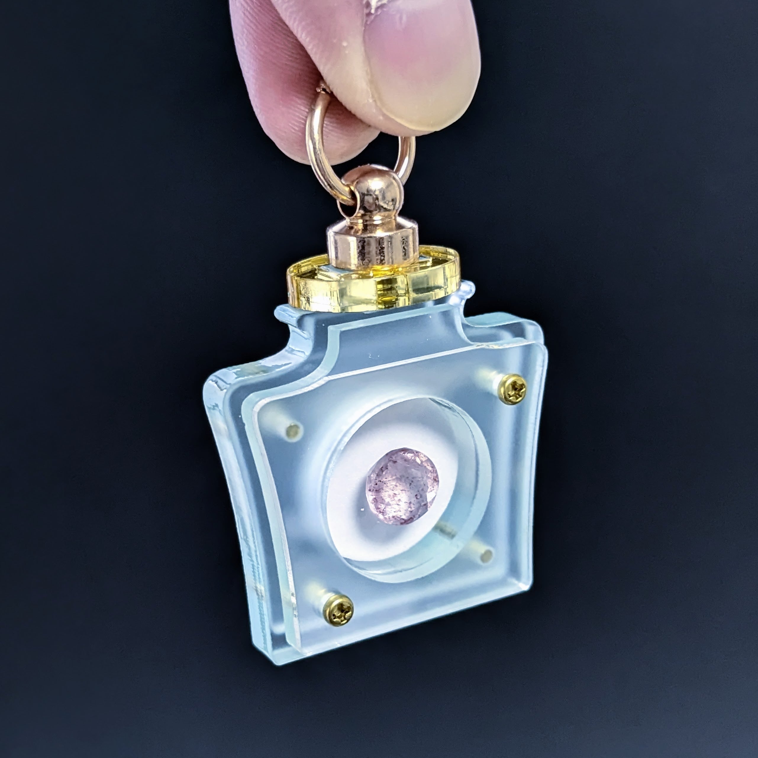 香水瓶のルースチャーム1(リニューアル版)クリア×ゴールド | よしけい