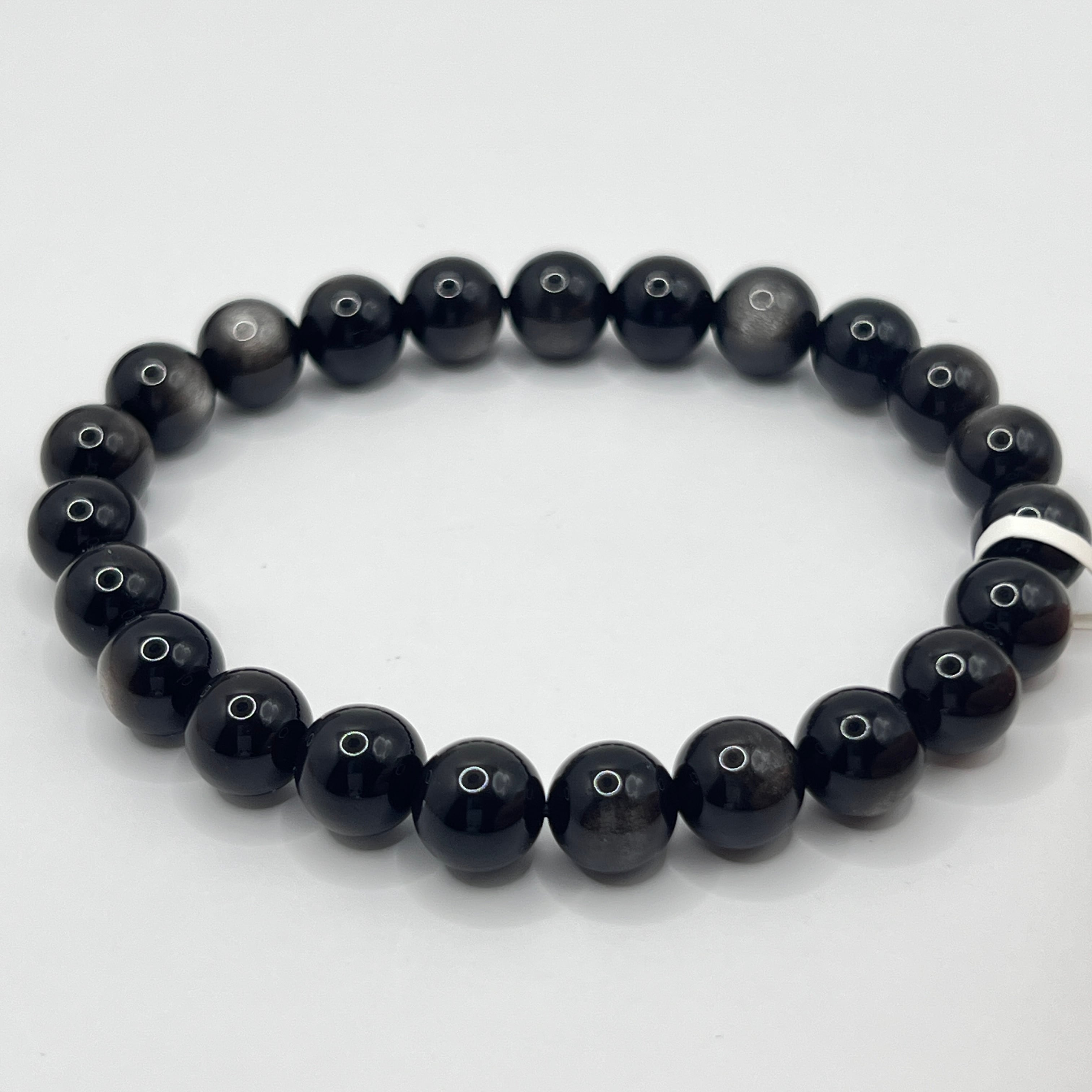 シルバーオブシディアン 天然石 ブレスレット 8mm パワーストーン