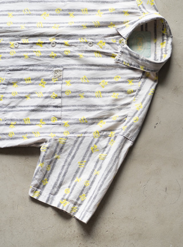 "PCH" 1990s Abstract symbol stripe shirt