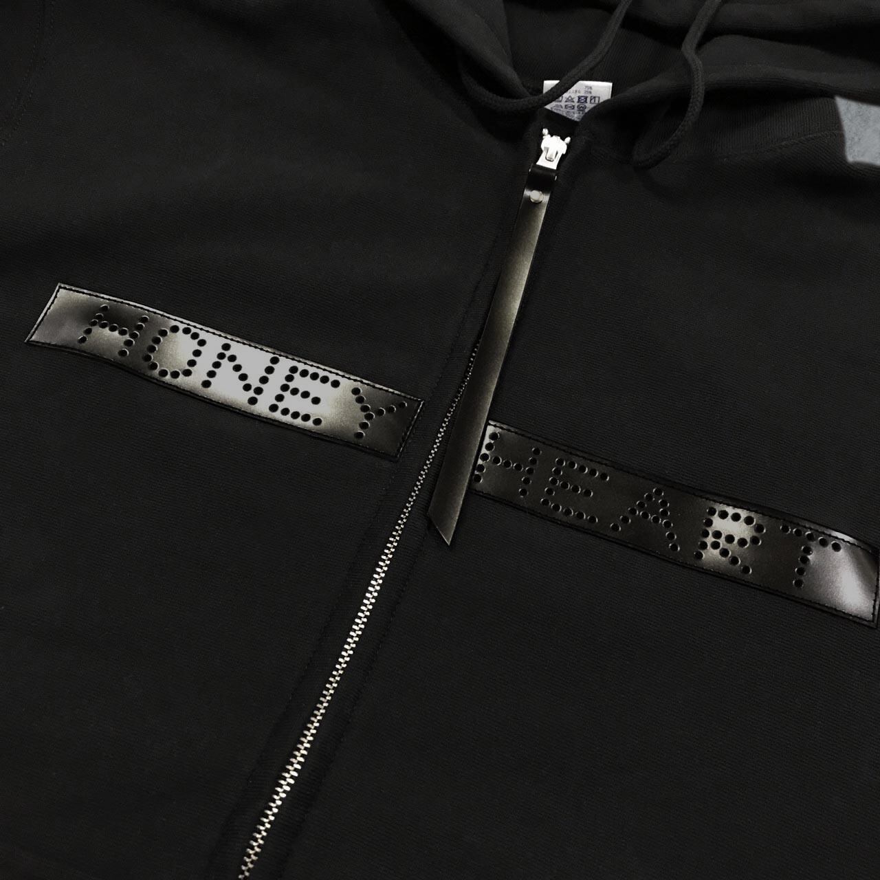 レザーライン フルジップパーカー ユニセックス対応（Black） | Honey