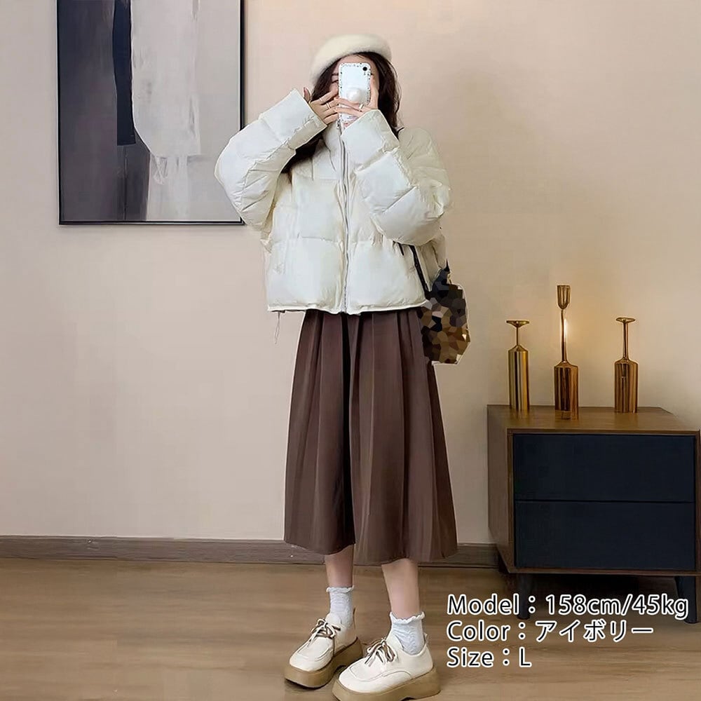 ダウン ジャケット ショート丈 レディース 秋冬 韓国 アウター おしゃれ 大人 カジュアル ブルゾン 防寒 防風 保温 暖かい エコダウン 中綿 大人可愛い 大人女子