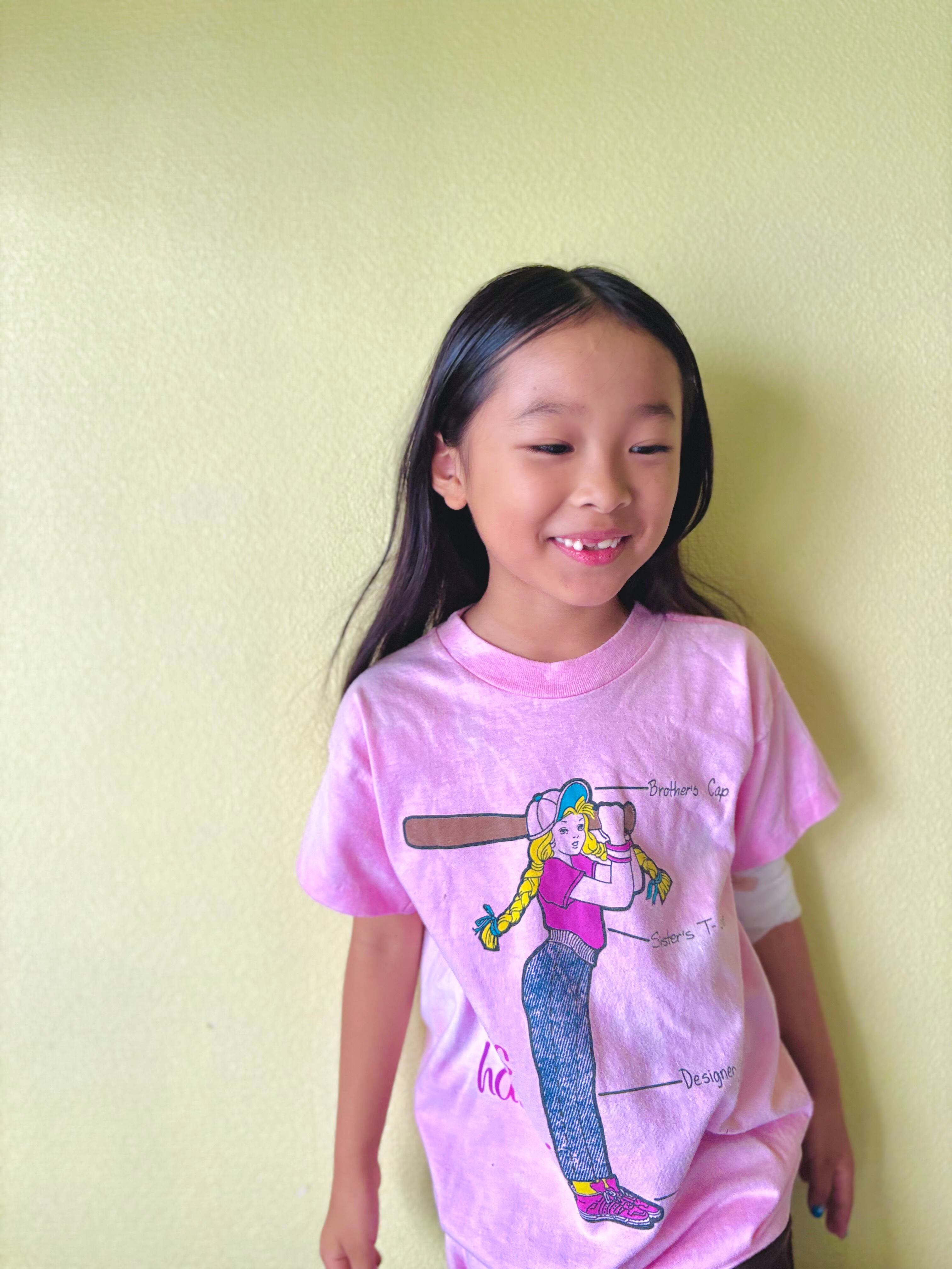 【KIDS vintage】 90's vintage Base ball girl T-sh. size:6-8y