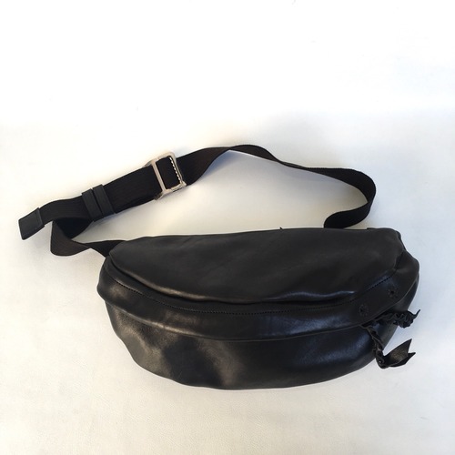 Black Shoulder Leather Waistbag
