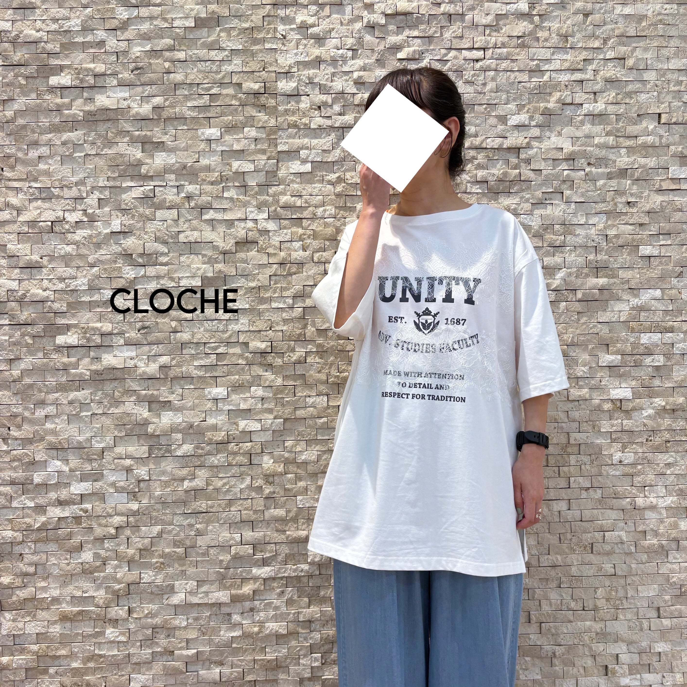 【CLOCHE】レースロゴTシャツ(612-85752)
