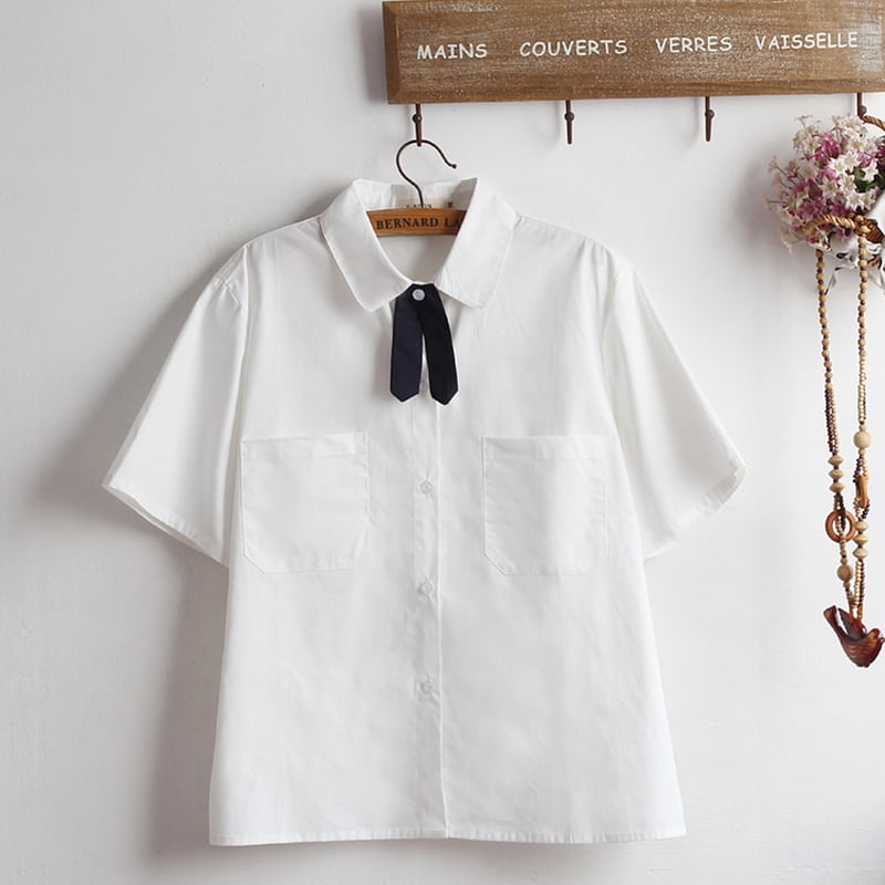 サブカル 服 地雷系 通販 ブラウス シャツ 半袖 ネックリボン かわいい ゴシック ロリータ