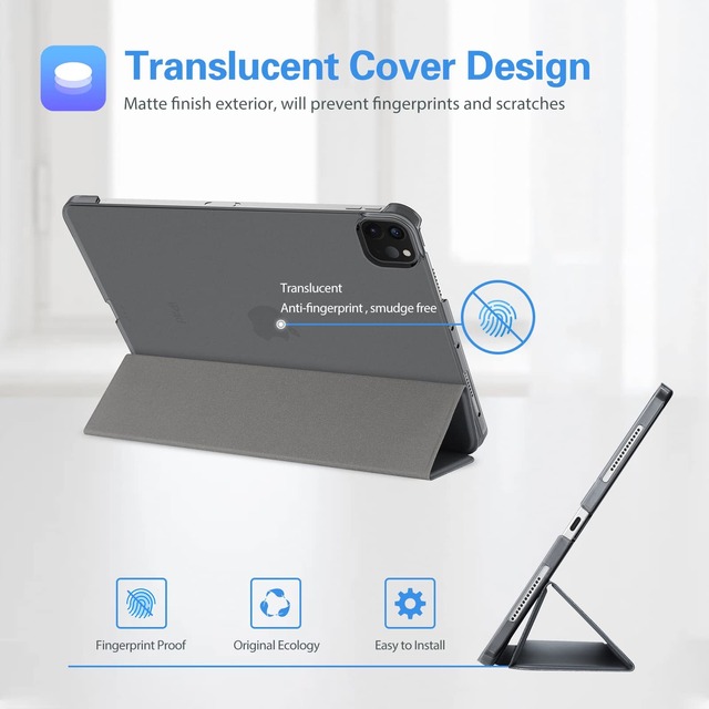 【数量限定】ProCase iPad Pro 12.9 ケース 第6/5/4/3世代に適用（2022 2021 2020 2018） スリム 三つ折り スタンド スマートカバー Pencilのペアリングと充電に対応 - グレー