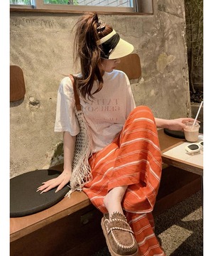 セットアップ◆Tシャツ&ワイドレッグパンツ【s-40114】