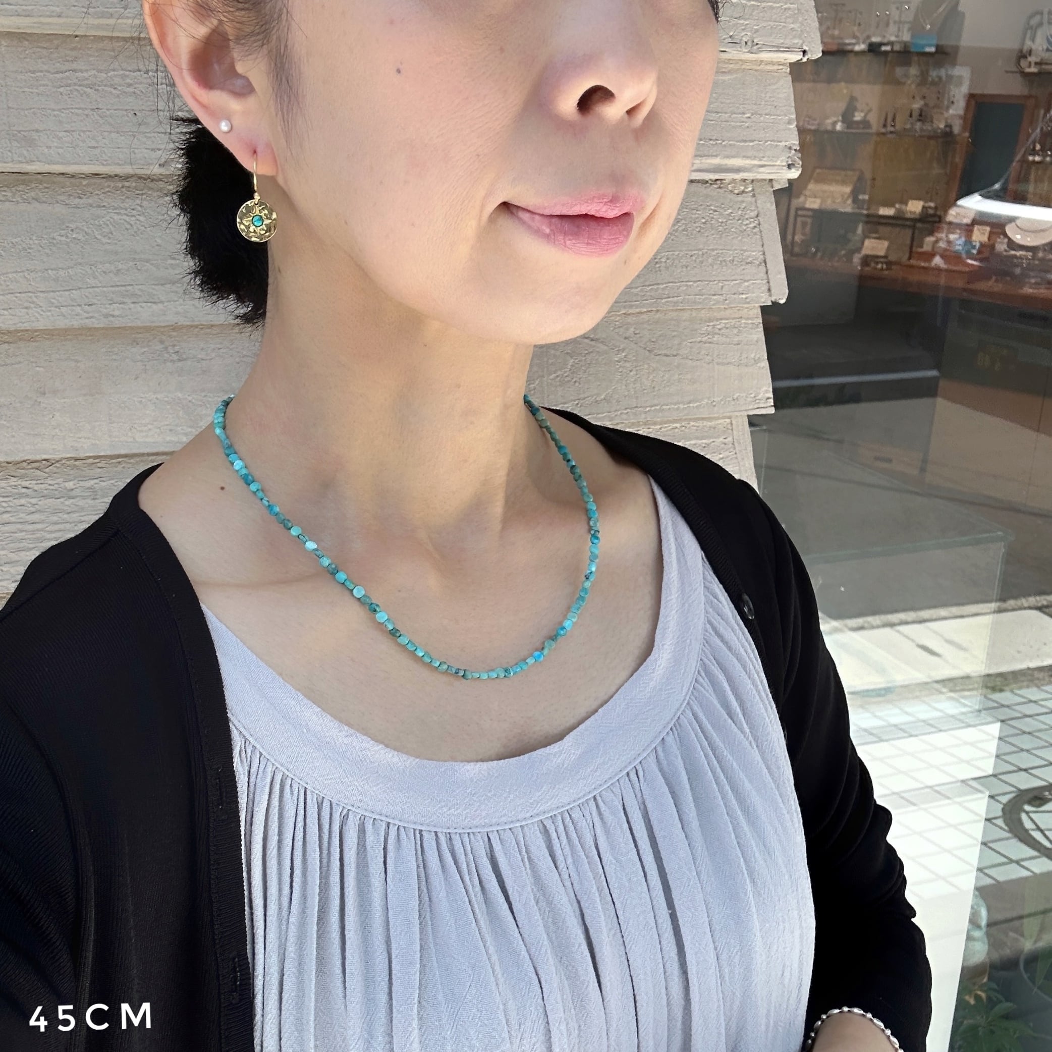 Lagoon Original ターコイズ 3mm コインカット ネックレス 40cm 45cm