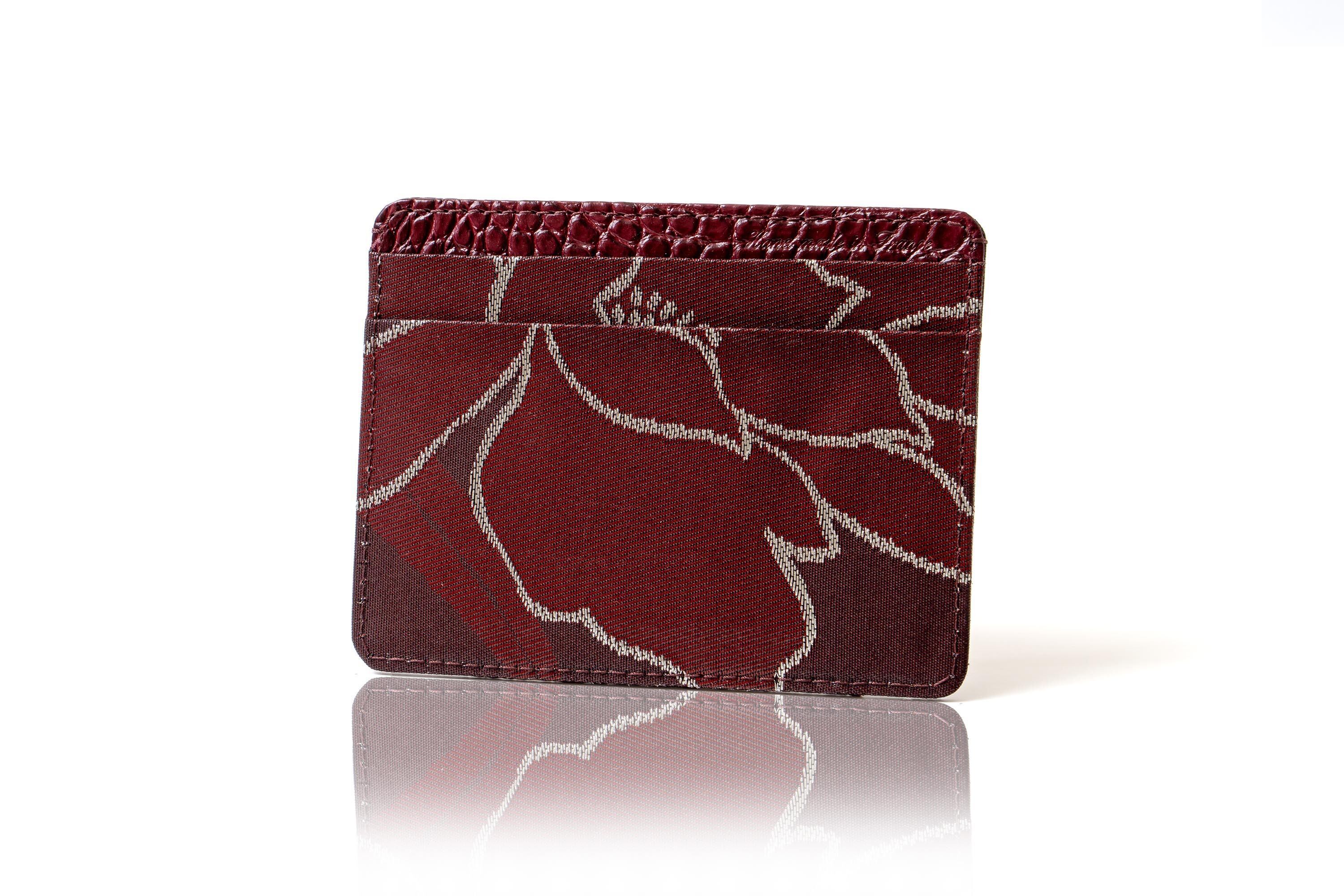 JRxSJ『艶やか』カードケースM/古代錦AKA/らん花/黒赤xブリアントルージュ/JPCG23-AKKDalli-M85-19