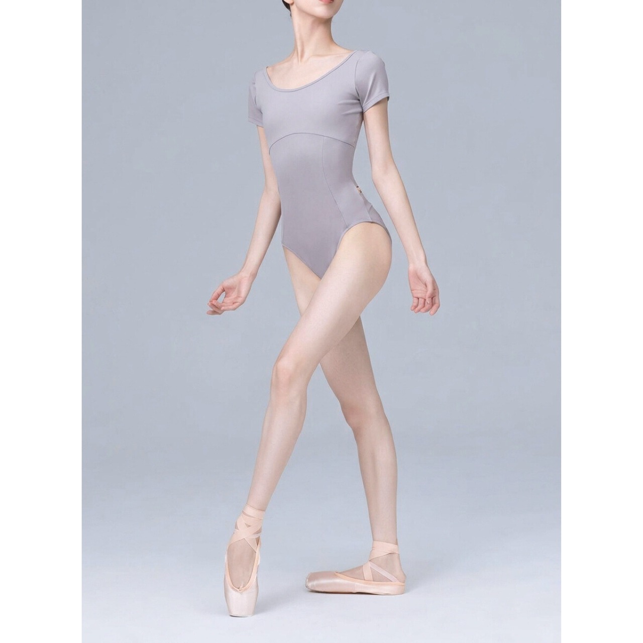 ショートスリーブ ラウンドネックレオタード 13色展開 L1139