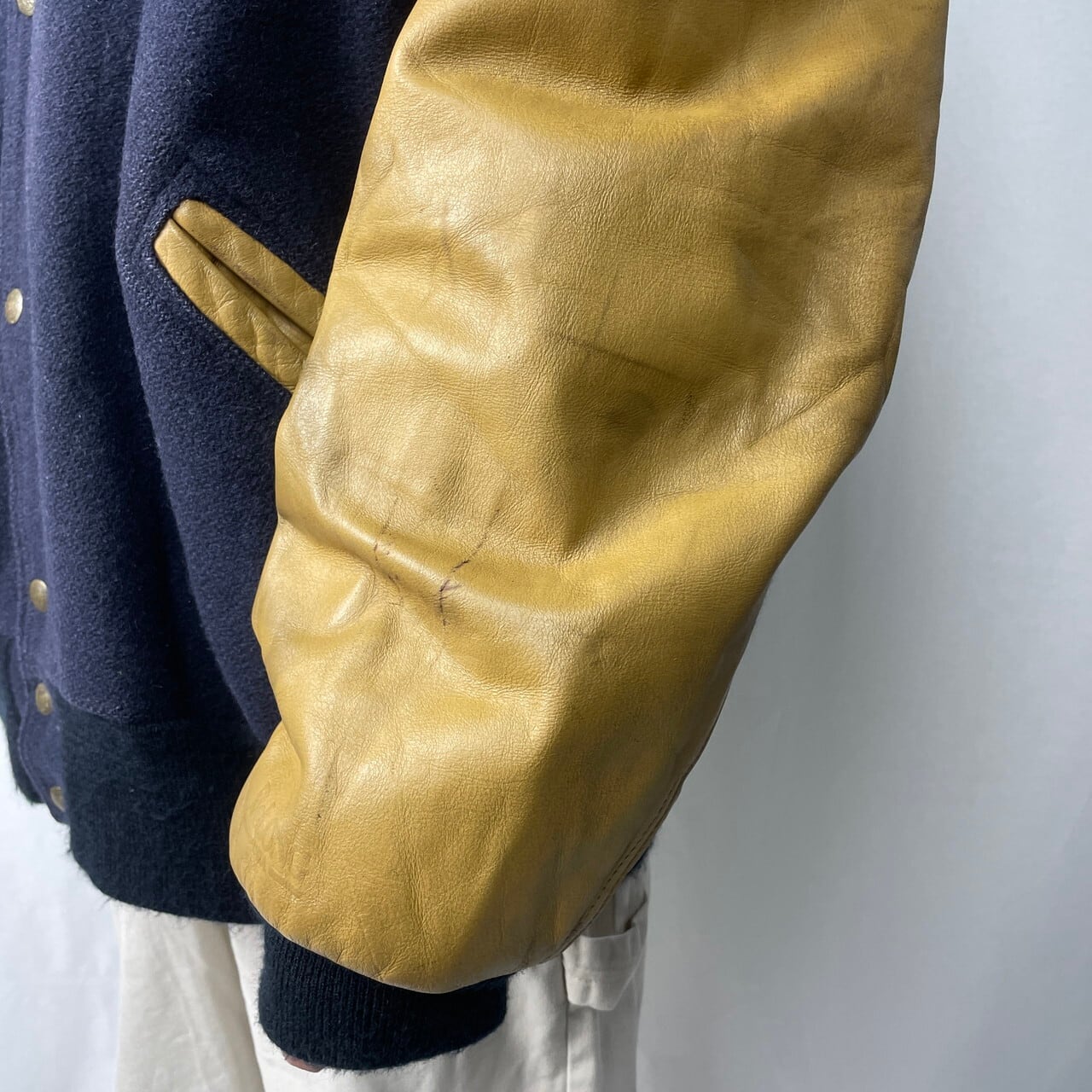 DeLONG CLASSIC USA製 NFL MONDAY FOOTBALL NIGHT 袖レザー ウール