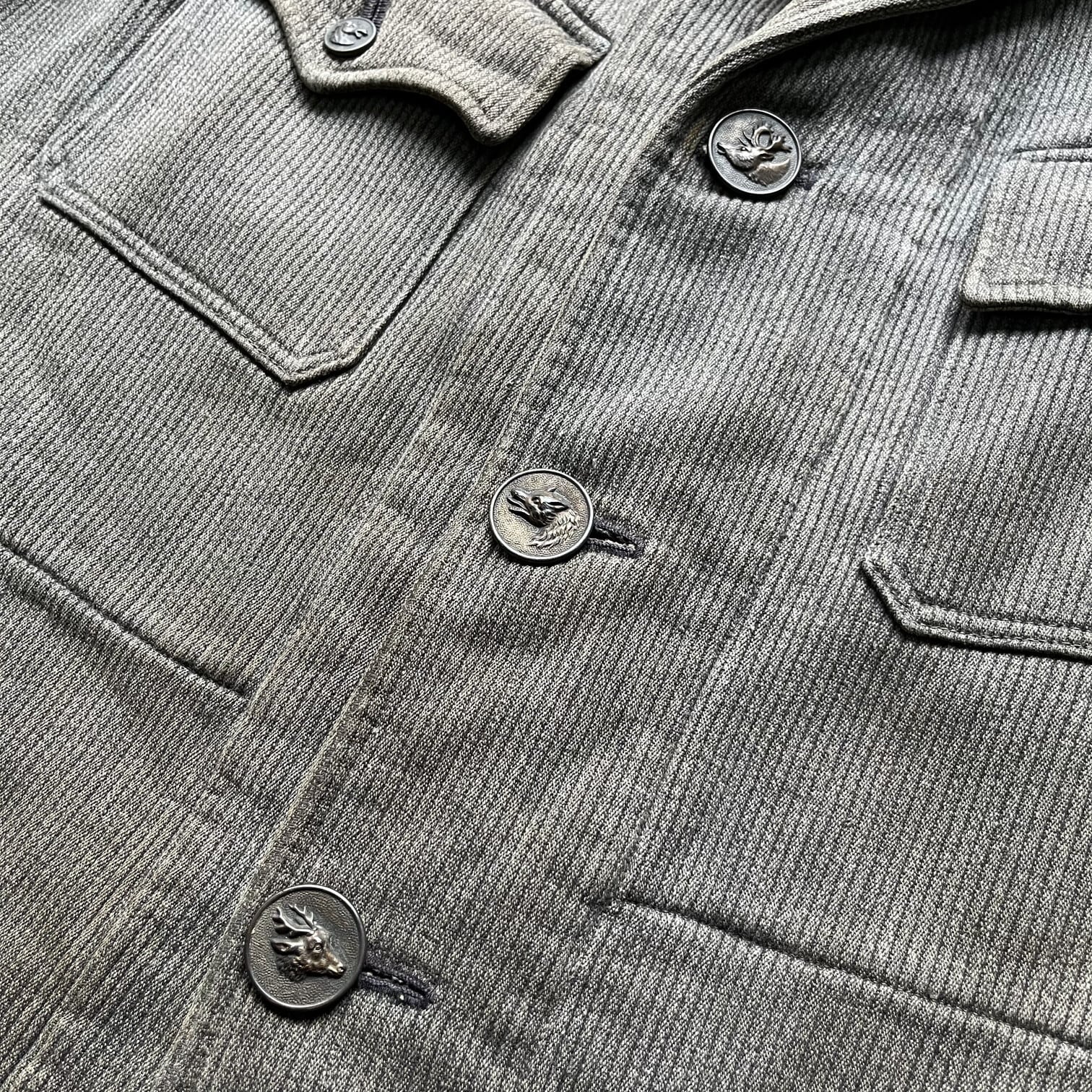 40年代〜50年代 フレンチピケ 動物ボタン ハンティングジャケット