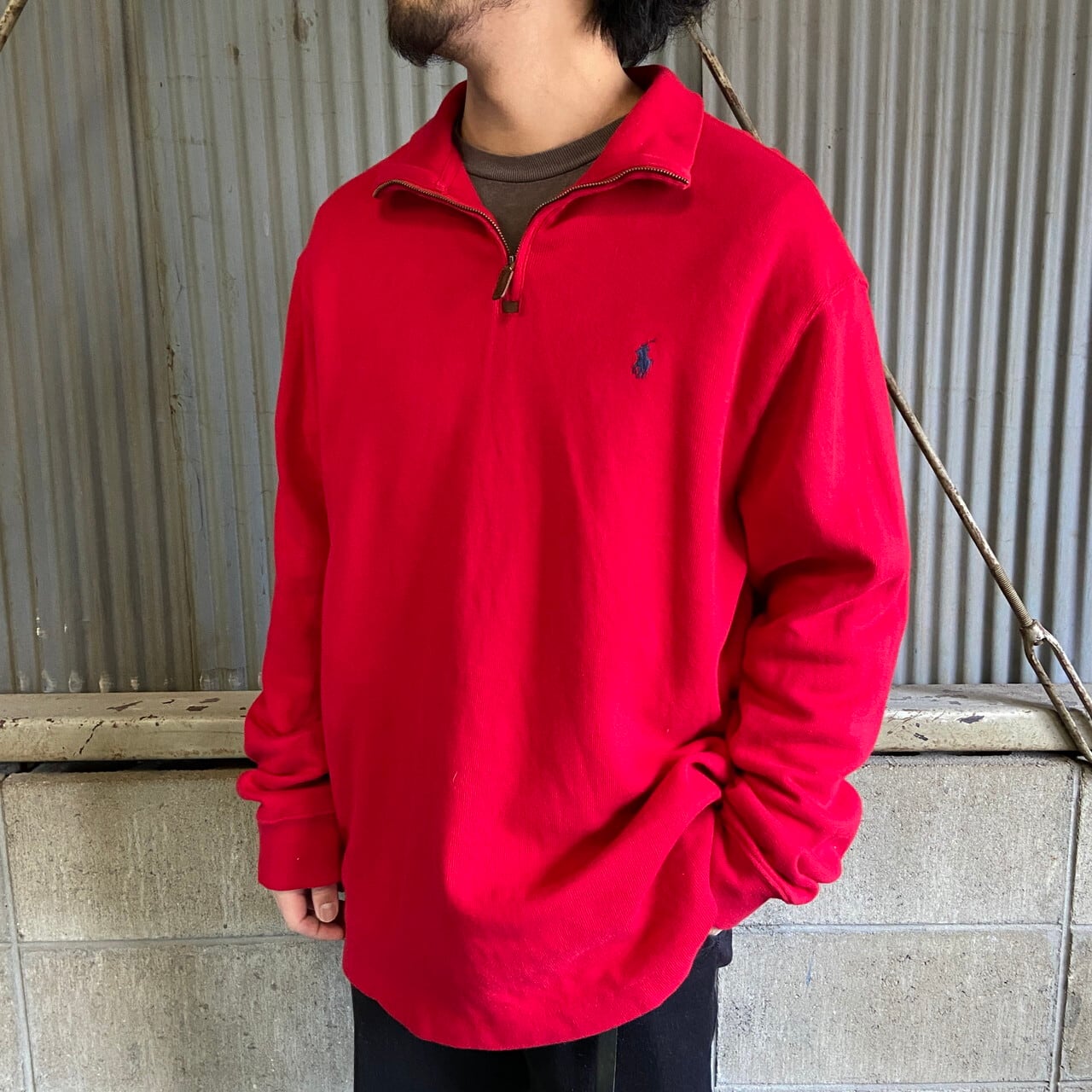 ポロ ラルフローレン ハーフジップ ハイネック リブスウェットシャツ  