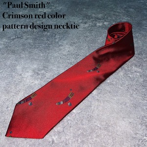"Paul Smith"Crimson red color pattern design necktie