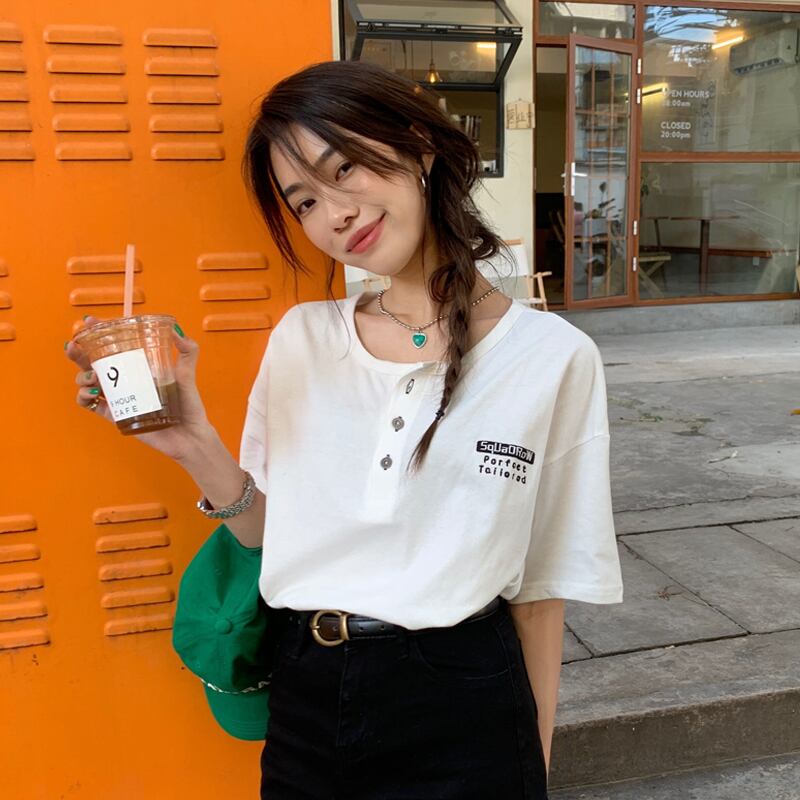 ホワイトTシャツ サマー薄手ルーズスタイル 夏物 スーパーモール36438205427