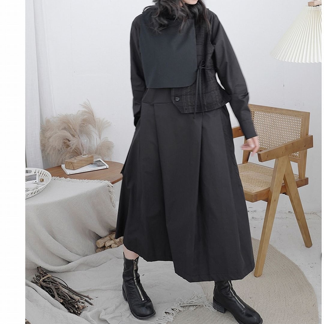 ツーピースイレギュラーVEST&ロングワンピース ON0198