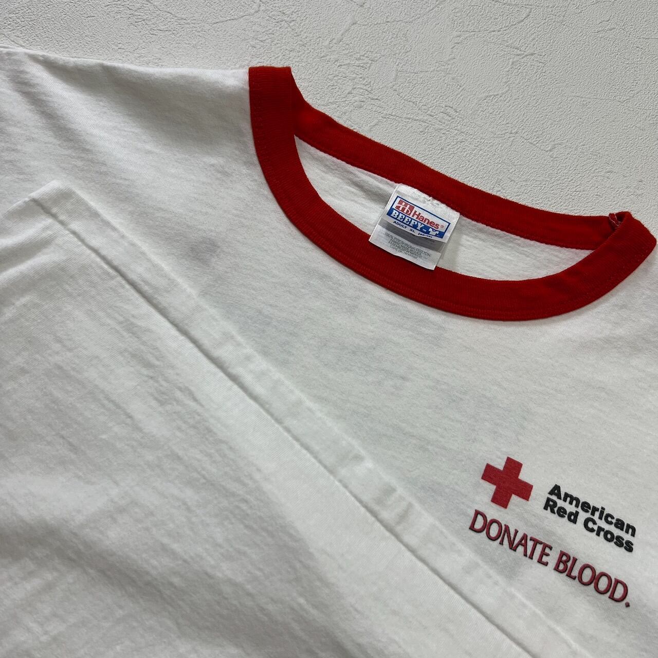 90s USA リンガーT 両面プリント アメリカ赤十字社 Tシャツ ホワイト