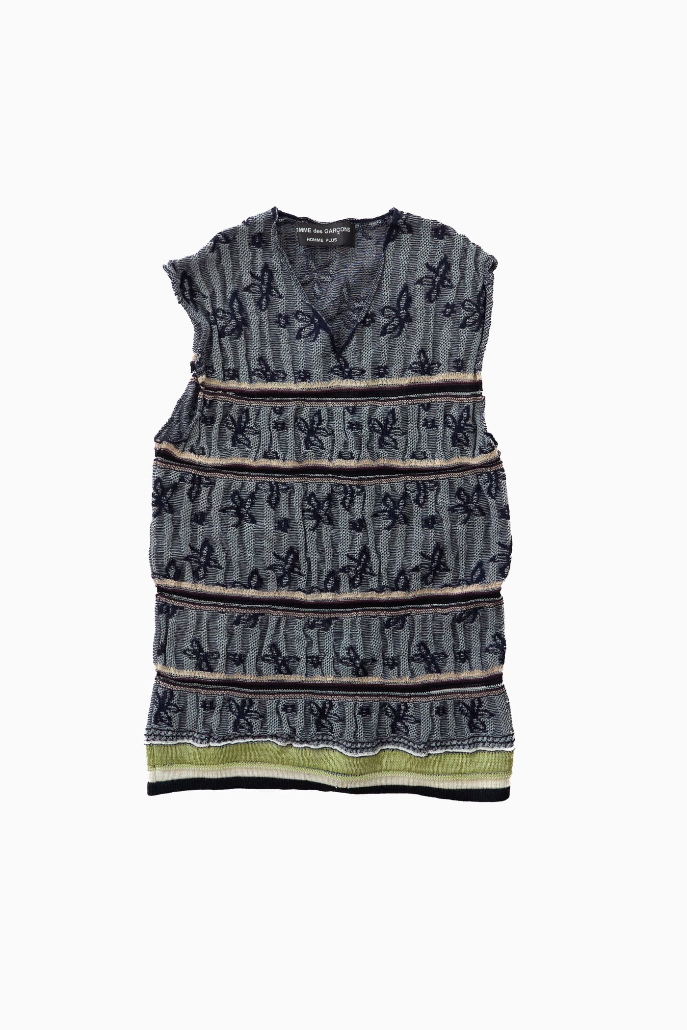 COMME des GARÇONS HOMME PLUS 2002 S/S Destruction of the trad トラッドの破壊 蛍光期 ジャカードボーダーニットベスト
