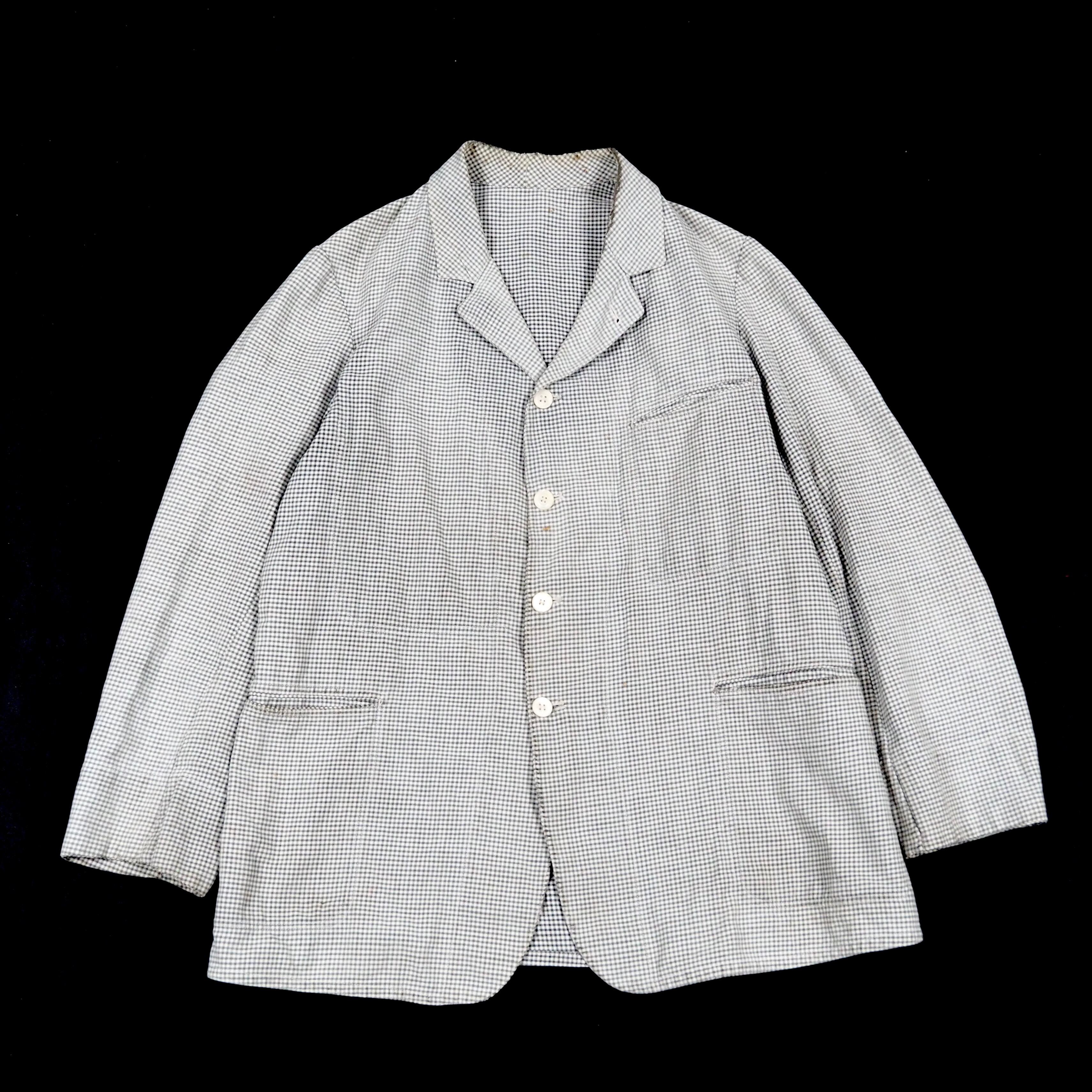 30's France vintage sack coat /pin check