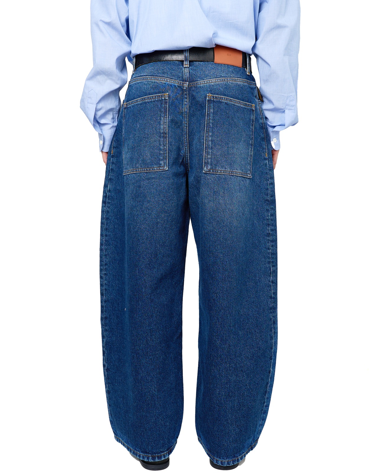 STUDIO NICHOLSON "PAOLO" DENIM PANT IN WORN WASH INDIGO