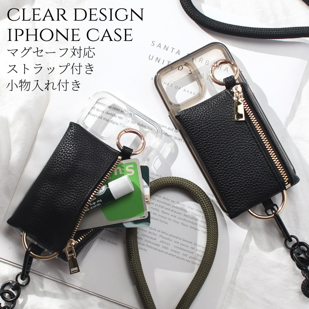 iphone ケース クリア ショルダー 小物入れ iphone16 iphone15