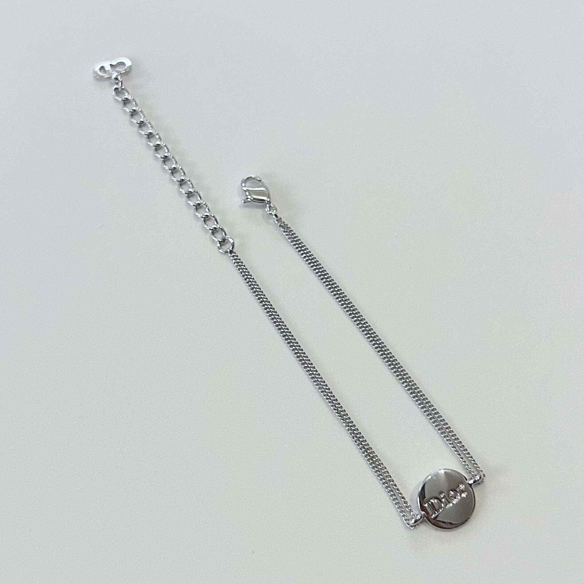 B5395】Christian Dior logo double chain bracelet/クリスチャン