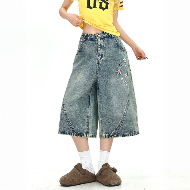 スターラインカーブワイドデニムキュロット 2col   R01735