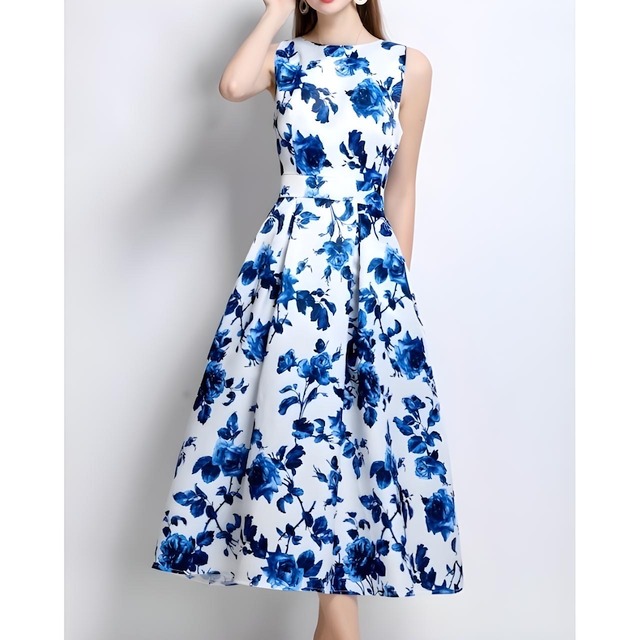 ブルームフラワーフレアワンピース L1064