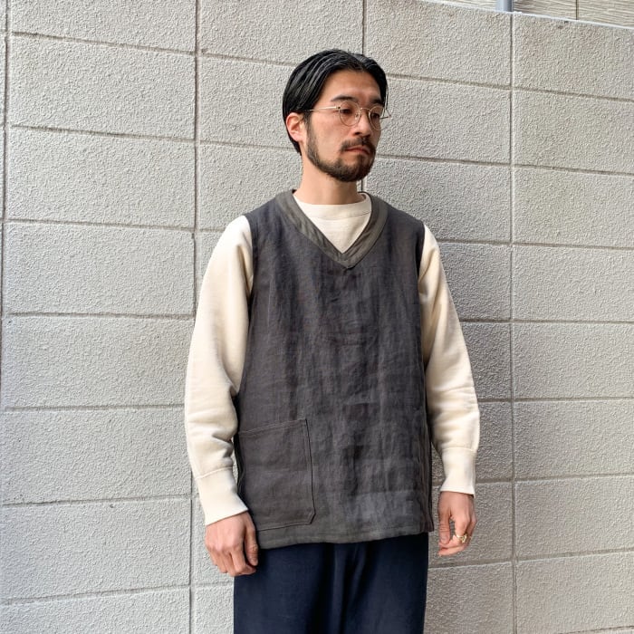 Nigel Cabourn / FRENCH HOSPITAL VEST REVERSIBLE - LINEN