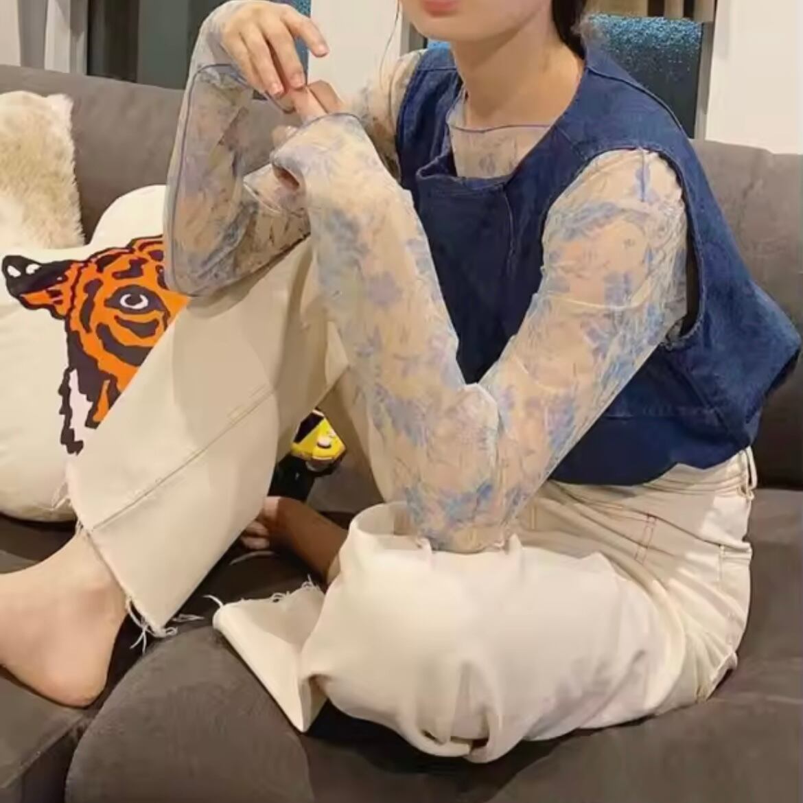 botanical sheer tops