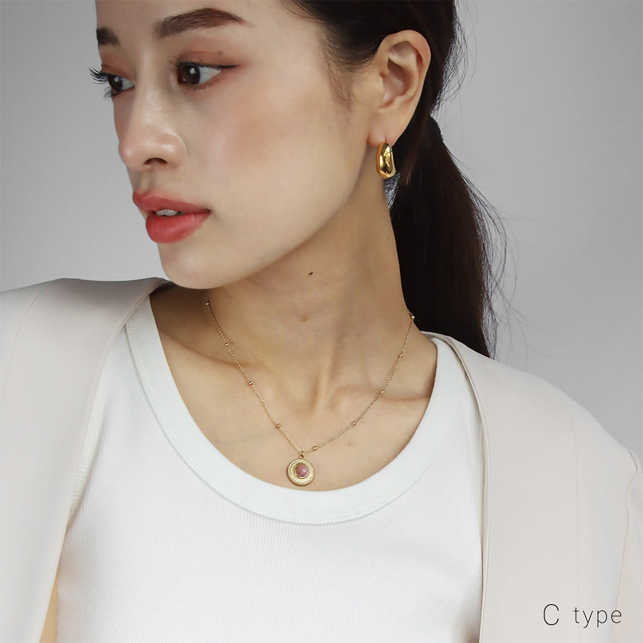 【ネコポス便】ネックレス パワーストーン ロードナイト ペンダントネックレス 14K 金属アレルギー対応 ステンレス レディース 2381
