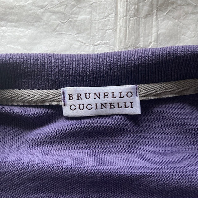 Brunello Cucinelli ブルネロクチネリ 鹿の子ポロシャツ 長袖 イタリア製 パープル 古着 M 画像2