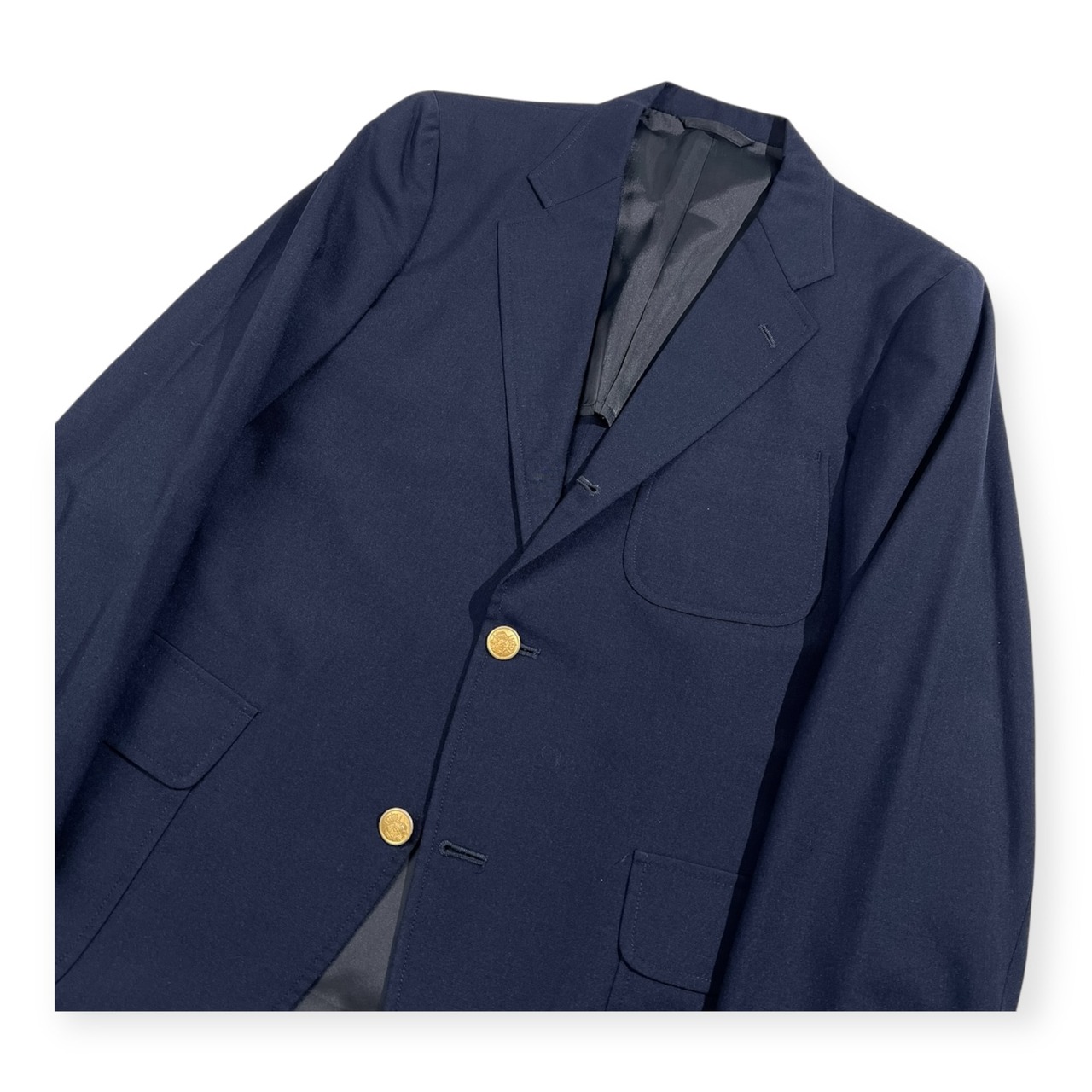 80s NEWYORKER ニューヨーカー 金ボタン サマー 段返り3B ブレザー 92A5 /ネイビー/紺ブレ/背抜き/ビンテージ