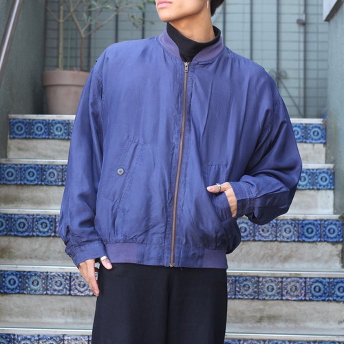 USA VINTAGE SILK100% COLOR ZIP BLOUSON/アメリカ古着シルク100%カラージップブルゾン