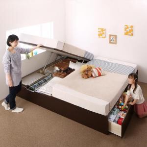 お客様組立 コンパクトに壁付けできる国産ファミリー収納連結ベッド スタンダードポケットコイルマットレス付き B(S)+A(SD)タイプ ワイドK220