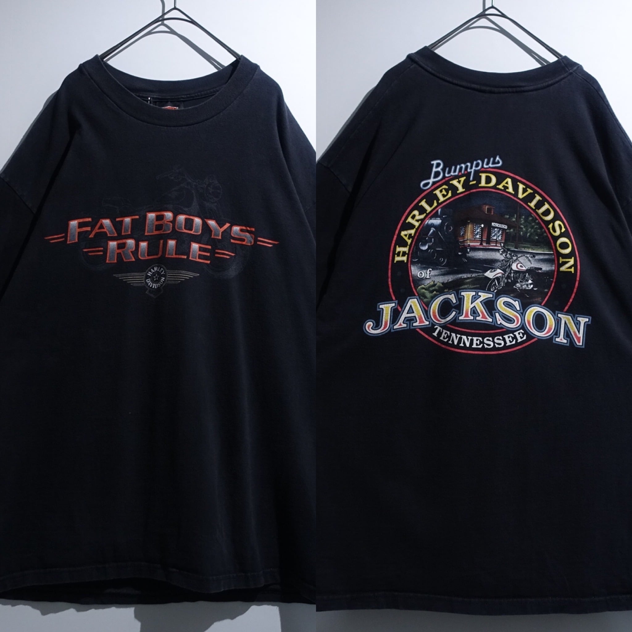90s "Harley Davidson" black double-sided print T-shirt
