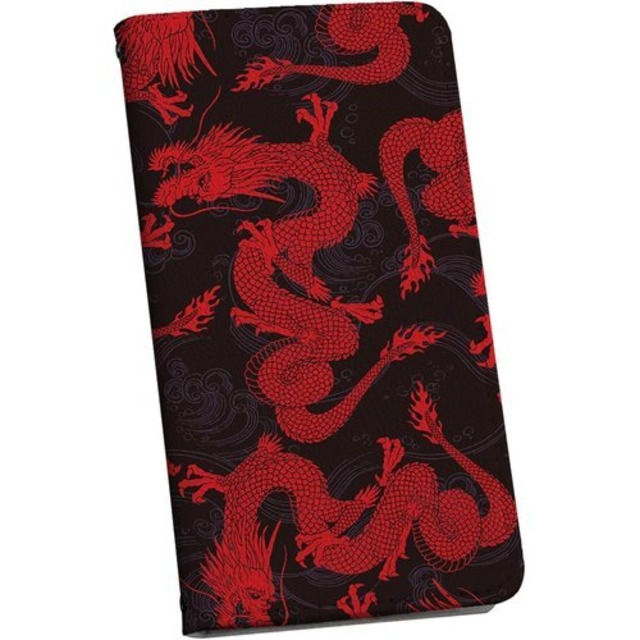 iphone7 ケース カバー 手帳 スマコレ 手帳型 レザー 手帳タイプ 革 スマホケース スマホカバー 011648 龍 和柄 赤 28