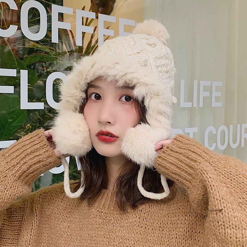 オータムウィンターファーニット 帽子 大人ガーリー スウィート キュート カジュアル 秋物 冬物 ブラック・アイド・ピーズ70396768838