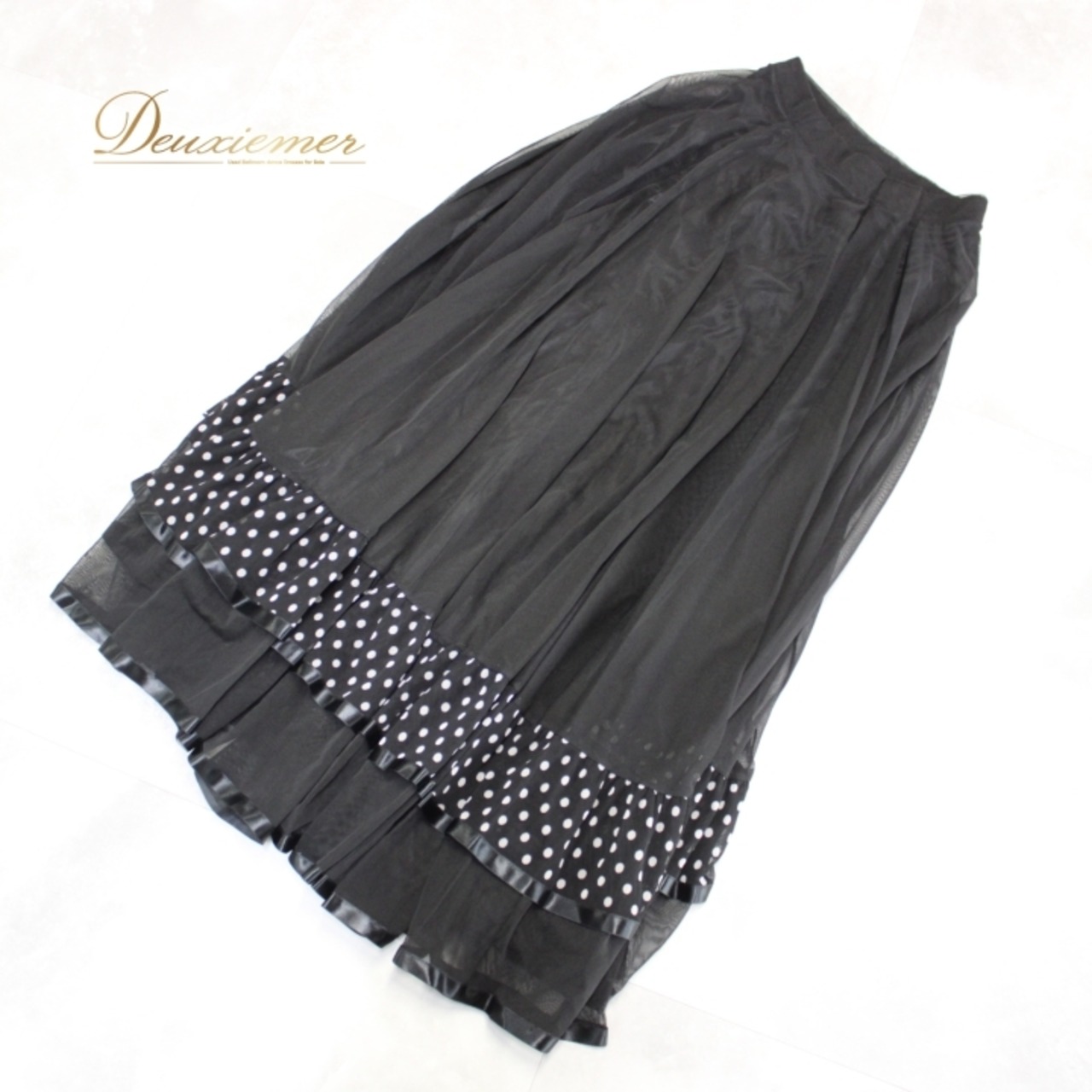 社交ダンス 衣装 スタンダード スカート レッスンウェア 練習着 ICHIOKU イチオク 白 黒 水玉 ドット ホワイト系 ブラック系 レース 透け感 レトロかわいい おしゃれ スカート丈89cm ウエスト28.5cm～ ポリエステル 伸縮性 透け感スカート トレーニングウェア フレアスカート 楽に着れる かわいいデザイン ダンス衣装用 スカートスタイル
