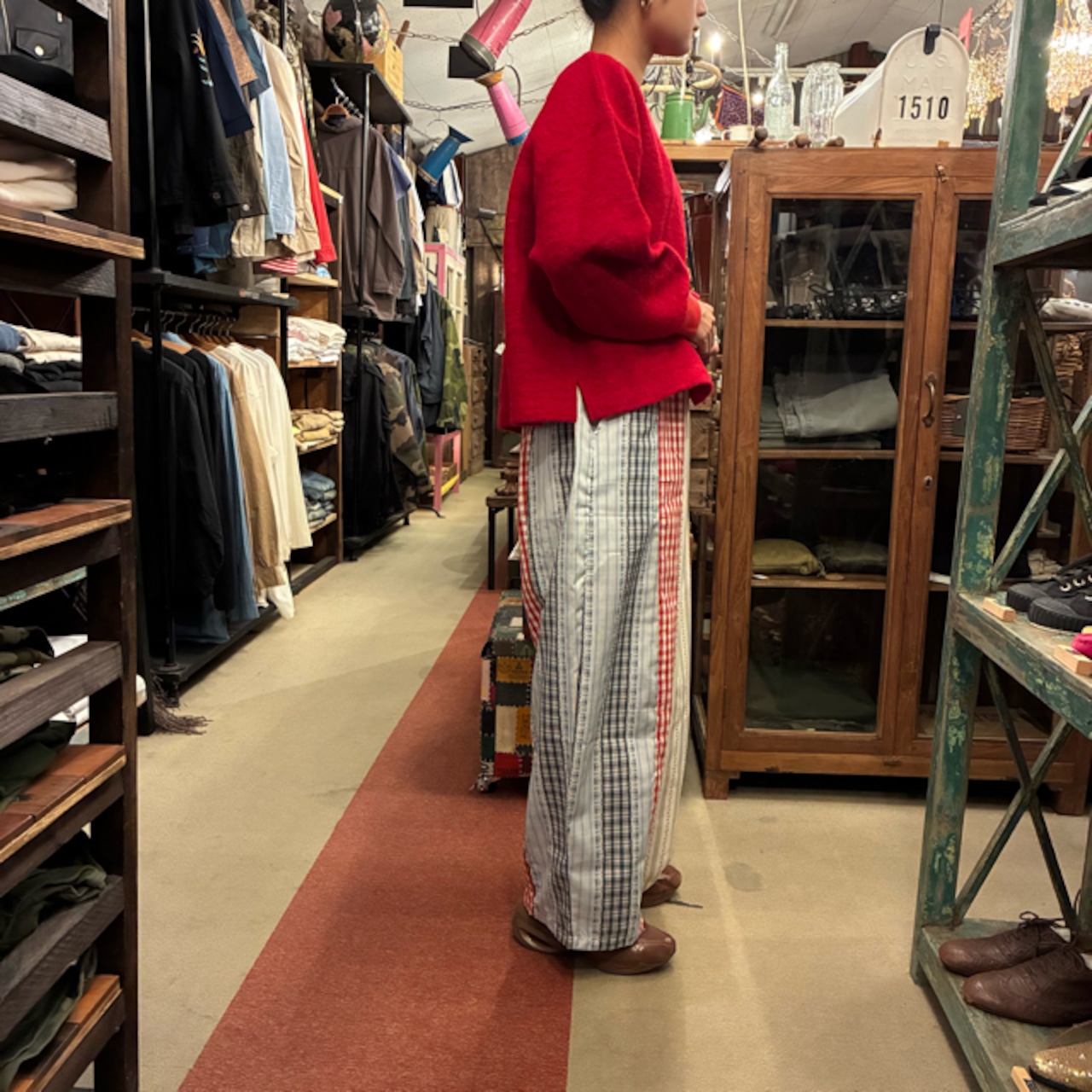 TOPANGA Lady's Patchwork Check Wide Pants　パッチワークチェックワイドパンツ